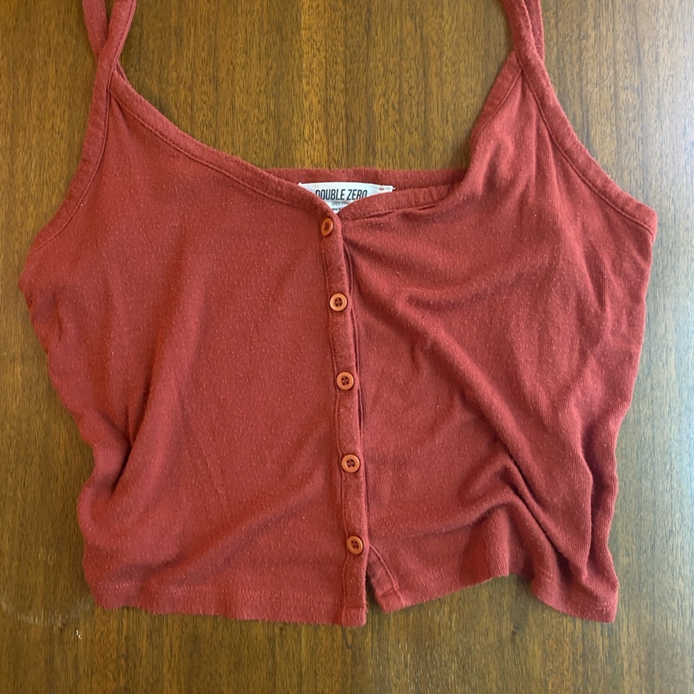 Double Zero Women's Rust Button-Up Tank Top